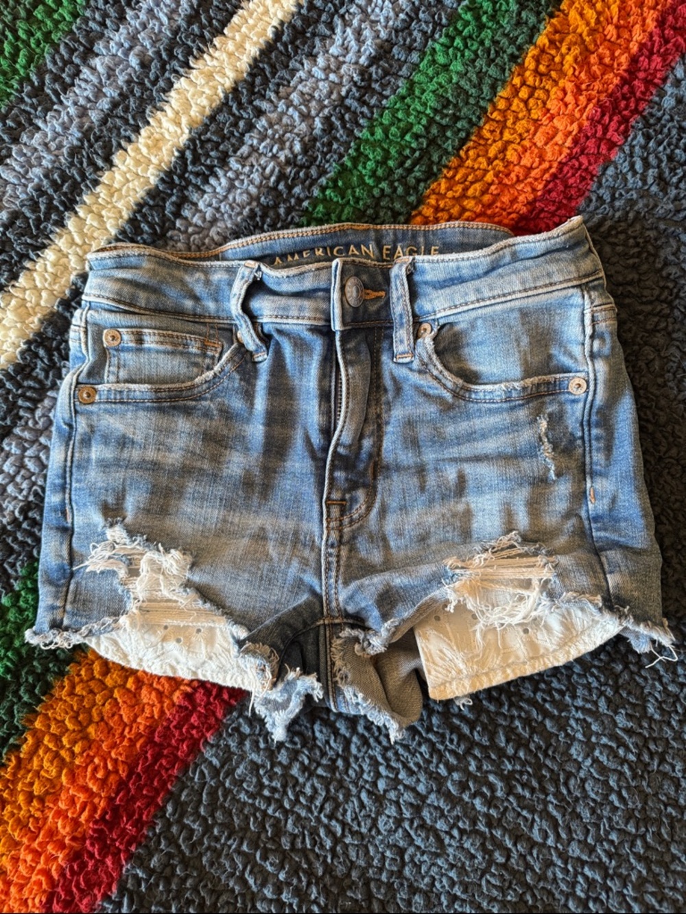 American Eagle High Rise Shortie Denim Shorts Size 0